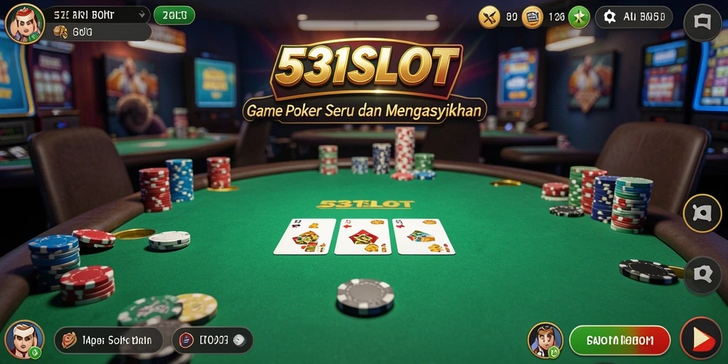 Tampilan menarik dari gameplay 531SLOT yang menampilkan suasana Poker.