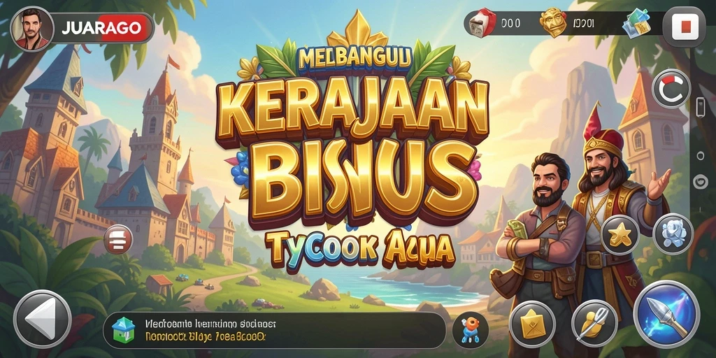 Tampilan gameplay JUARAGO menampilkan pembangunan bisnis yang menarik.