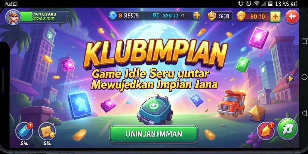 Screenshot menampilkan gameplay seru KLUBIMPIAN dengan elemen Idle.