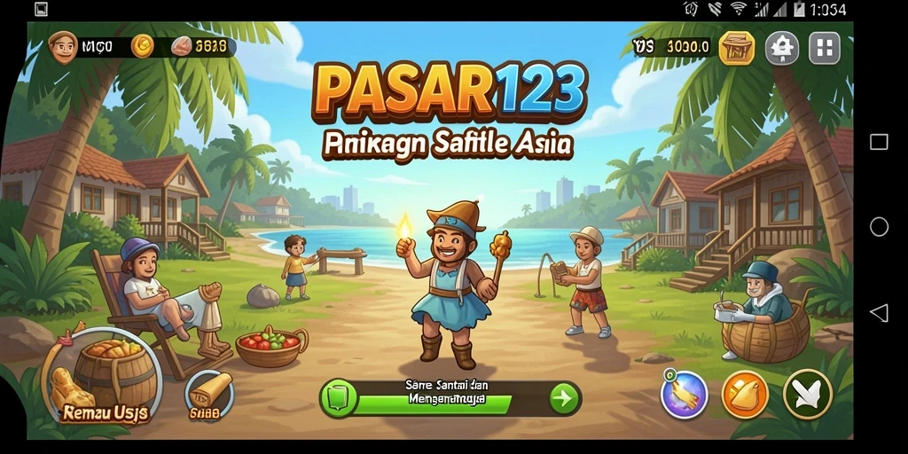 Screenshot menunjukkan aksi seru dan berwarna dalam PASAR123.