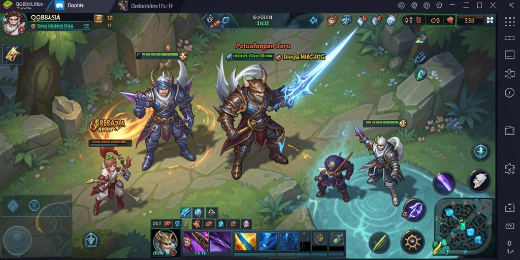Screenshot gameplay QQ88ASIA menampilkan aksi pertempuran seru di dunia fantasi.