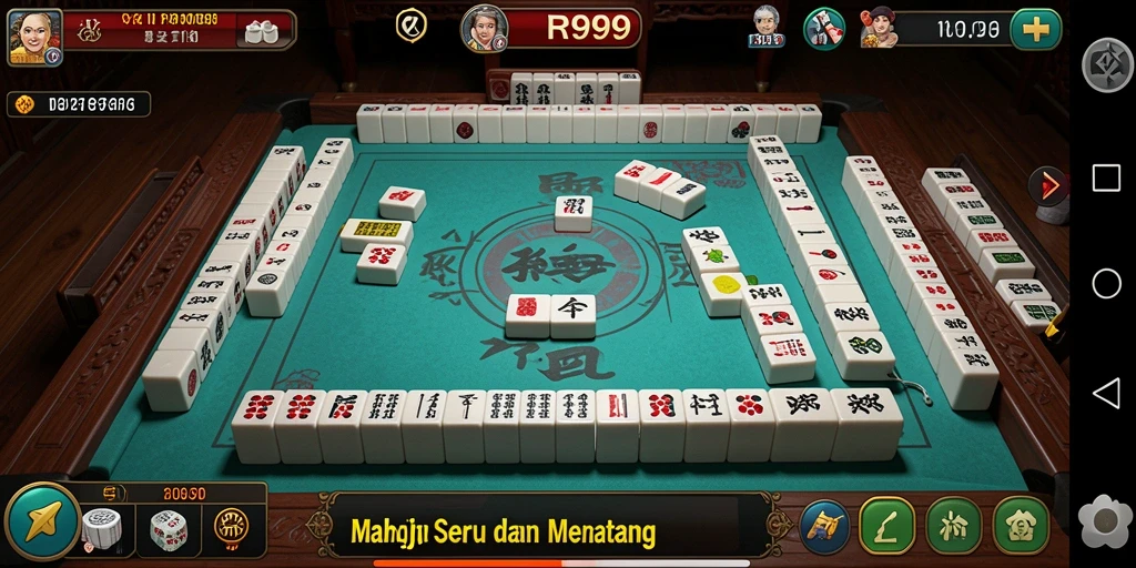 Gameplay menarik Mahjong di RR999 dengan ubin berwarna.