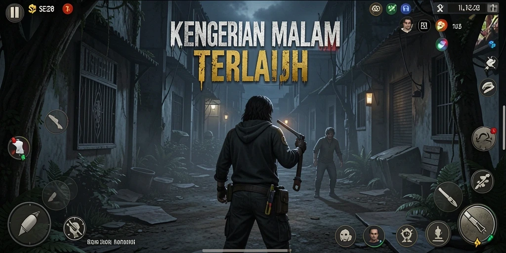 Screenshot menunjukkan momen menegangkan di dalam rumah angker.