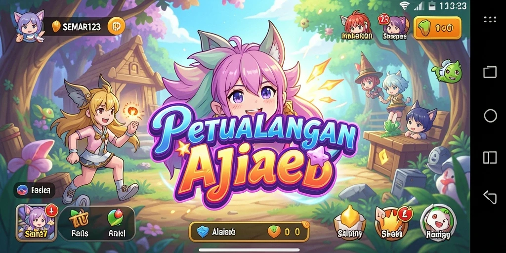 Tampilan gameplay SEMAR123 dengan karakter anime yang menawan.